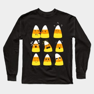 Candy Corn Emoticons Long Sleeve T-Shirt